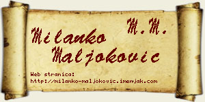 Milanko Maljoković vizit kartica